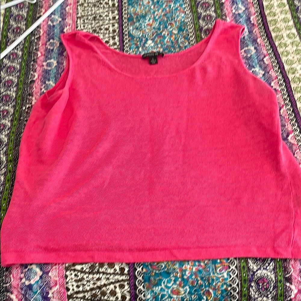 Lafayette 148 New York Pink Crop Tank Top